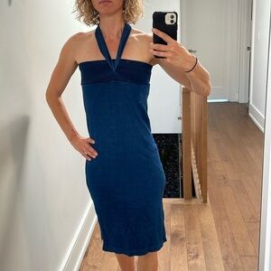 AG by Adriano Goldschmied denim optic dress skirt detached tie waistband size S